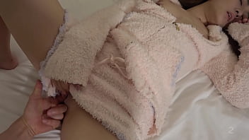 Preview 2 of Doctor Rap Hot Sex Video - Uncensored. 19-year-old Japanese beauty. Slender,  shaved pussy caressing and blowjob,  loungewear cosplay