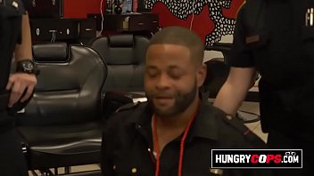 Preview 2 of Boys Of Boys Xxx Hd - Horny MILF is playing with a black dick inside her mouth at the barbershop.