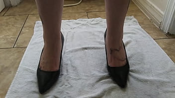 Preview 1 of Asian Ladyboy Milking - High heels worship