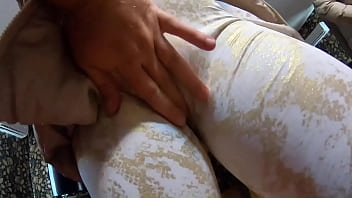 Preview 2 of Amatuer Wife Fuck - Preview- MilfyCalla- Yoga pants,  cameltoe and cumshots on my downjackets 196-At the second yoga session,  I had no panties...
