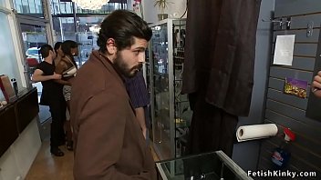 Preview 1 of Lads Wanking - Ebony gets facial in public sex shop