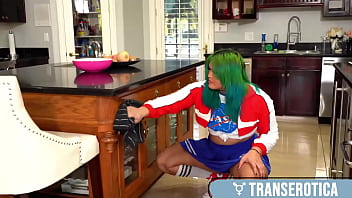 Preview 1 of Fuck With Sleeping Girl - Chubby Trans Genesis Green &amp_ Gets Her Ass Banged By Hunk Kai Bailey!