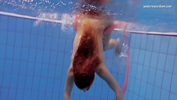 Preview 3 of Gorgeos Blonde - Katka Matrosova swimming naked alone in the pool