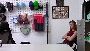 Preview 1 of Son Force Mom Urinal Matter Sex - Redhead shoplifter babe gets deep penetrated on the desk