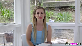 Preview 1 of School Girl Sex Homescience Lab - Teen stepdaughter enjoys threesome sex with freak