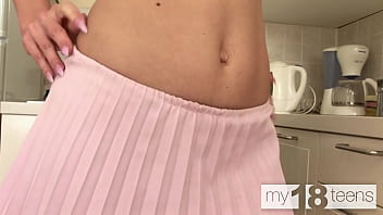 Preview 1 of Nepali 3x Com - MY18TEENS - Charming brunette spreads cream on her pussy with her hands