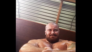 Preview 3 of Granny On Massge - Giant Dick Bodybuilder Sweaty Naked Posing