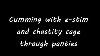 Preview 1 of Rajwap Xyz Ceerz - Cumming with e-stim and chastity cage through panties