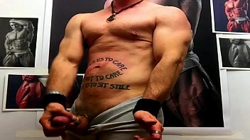 Preview 4 of Hp4 Me - DECLAN STONE flexing and jacking at the Wall of Muscle