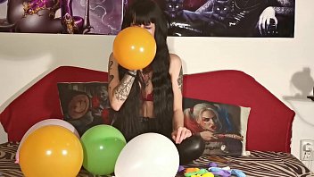 Preview 4 of Teens Verging - Baloon blowing &amp_ popping by teen girl pt1 HD