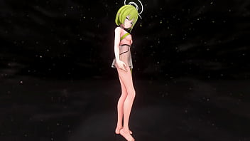 Preview 1 of Xxxesexy - Elf Aoi Oki Blue Archive Hentai Sex and Undress Dance Lupin Threesome Creampie Mmd 3D Blonde Hair (CLIP)