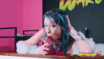 Preview 2 of 3 Old Man Young Girl - Skinny Emo Amateur Takes Big Dildo in her ass!