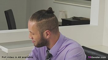 Preview 1 of Porn Shmal - TS Boss Fucks Horny Employee - Wolf Hudson,  Melanie Brooks