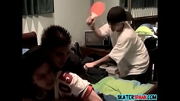 Preview 2 of Eva Gomz - Young twink spanked and whipped with belt by peers
