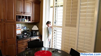 Preview 1 of Saline Inflated Scrotum - Sneaking in to fuck my neighbors mom