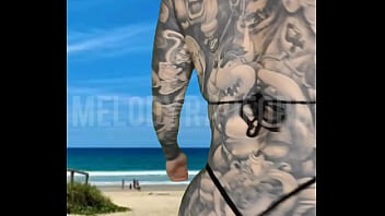 Preview 3 of Znzz Sex Com - Milf Micro Bikini Modelling on the Beach