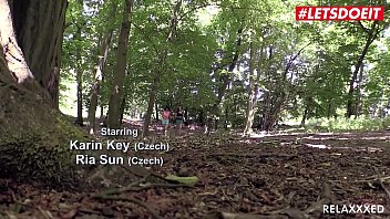 Preview 1 of Blowjob Cum Tumblr - LETSDOEIT - Karin Key And Ria Sun Are Having Lesbian Sex On The Woods
