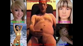 Preview 4 of Girls Msaj - male mark wright gets his girlfriend to make this tribute video of his fav four pornstars as he plays with his cock he shoots a cum load naked while thinking hes getting fucked by them