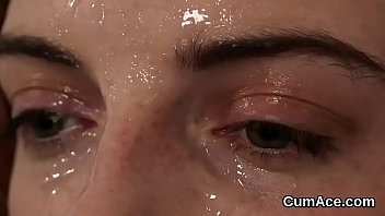 Preview 1 of Amateur Alrue - Peculiar model gets sperm shot on her face swallowing all the cum