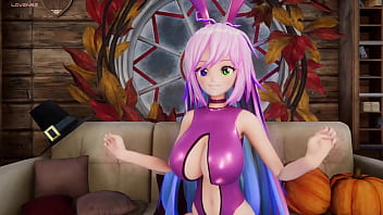 Preview 1 of Janda Muda Sek - Hentai Vtuber Cosmic Faith jumps w/ big boobs &amp_ rides dildo with squirt in VR (3D / VRCHAT / MMD)