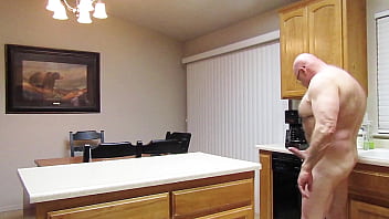 Preview 3 of Black Coal Xxx - Naked in the kitchen.