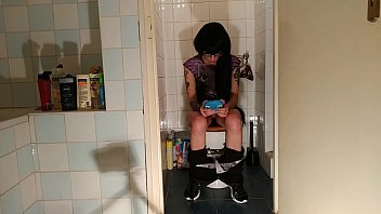Preview 3 of Big Cook China - Sexy goth teen pee &amp_ s. while play with her phone pt2 HD