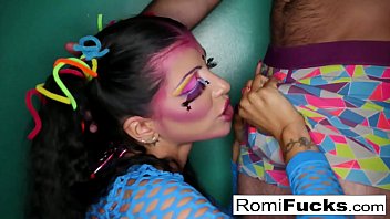 Preview 1 of Buttiful Anty - Romi Rain sucks a big fat cock until it cums all over!