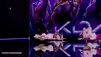 Preview 1 of Girls Dog Fuck - [MMD] Stellar - Marionette Ahri Akali Kaisa Evelynn Seraphine League Of Legends Nude Dance KDA Popstar 4K 60FPS