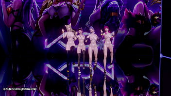 Preview 4 of Girls Dog Fuck - [MMD] Stellar - Marionette Ahri Akali Kaisa Evelynn Seraphine League Of Legends Nude Dance KDA Popstar 4K 60FPS
