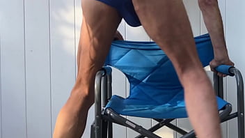 Preview 3 of Tell Gay - Deep Pelvic Stretching in Blue Briefs on Blue Chair Late October 2024