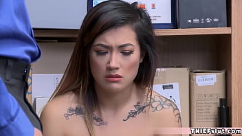 Preview 1 of Ban Wife - Cute tattooed teenie Aubrey rough fucked by a cop