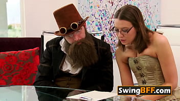 Preview 1 of Xxxsonyleony Com - NAUGHTY redhead HIPSTER takes wife to BIG ORGY