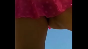 Preview 1 of All Tinny Girl - Upskirt delicious hot hairy pussy outside