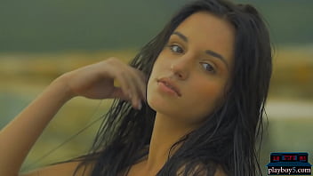 Preview 1 of Lean Man Lifted During Sex - Gorgeous brunette teen strips off bikini for Playboy