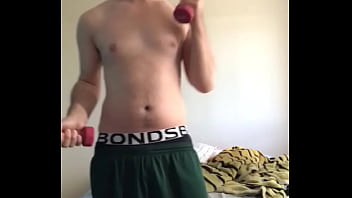Preview 2 of Hqporber - Young Aussie Guy Works Out In Basketball Shorts
