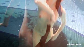 Preview 3 of Telugu Pron - Big tits brunette Mia underwater naked