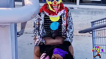 Preview 4 of Xxx Vedos In - Juicy Tee Gets Fucked by Gibby The Clown on A Busy Highway During Rush Hour