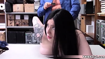 Preview 4 of Sax Bedo - Raven haired pretty teen shoplifter gets rough fucked