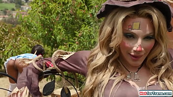 Preview 1 of Bhabiji Sex - Big tits shemale scarecrow Ariel Demure awakens with a boner