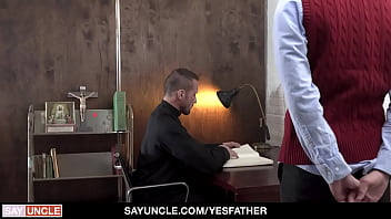 Preview 1 of Fucking His Boss Daughter - Horny priest fingers and fucks blonde church boy&#039_s tight ass
