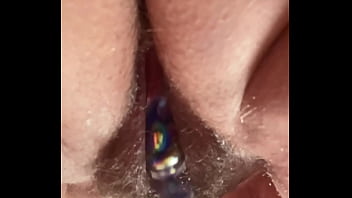 Preview 2 of Bandhak Bana Kar Sex - Up Close Hairy Pussy Glass Dildo Masturbation