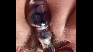 Preview 1 of Bandhak Bana Kar Sex - Up Close Hairy Pussy Glass Dildo Masturbation