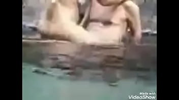 Preview 1 of Big Bobbs Nipple Kissing - A quick fuck in a river