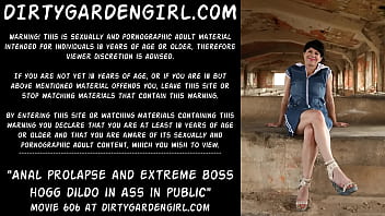 Preview 1 of Young Guy Fucking Hot Mom - Anal prolapse and extreme boss hogg dildo in ass in public