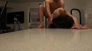 Preview 2 of Xxx Sex Rub Com - Hot Trans Girl Fucked Hardcore on Kitchen Counter