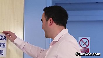 Preview 1 of Old Man And Yong Mom Sax - Frisky beauty gets cum load on her face sucking all the jizm