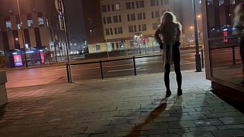 Preview 2 of 18 Hrs - BIG DICK AND JUICY ASS EXHIBITIONIST SHEMALE FLASH CITY CROSSROAD OUTDOOR
