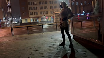 Preview 3 of 18 Hrs - BIG DICK AND JUICY ASS EXHIBITIONIST SHEMALE FLASH CITY CROSSROAD OUTDOOR