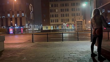 Preview 4 of 18 Hrs - BIG DICK AND JUICY ASS EXHIBITIONIST SHEMALE FLASH CITY CROSSROAD OUTDOOR