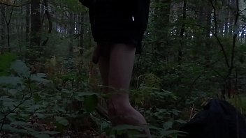 Preview 1 of Cute Coupla Kissing - 4 girls only: No pants,  no underwear. A forest walk while jerking off :P